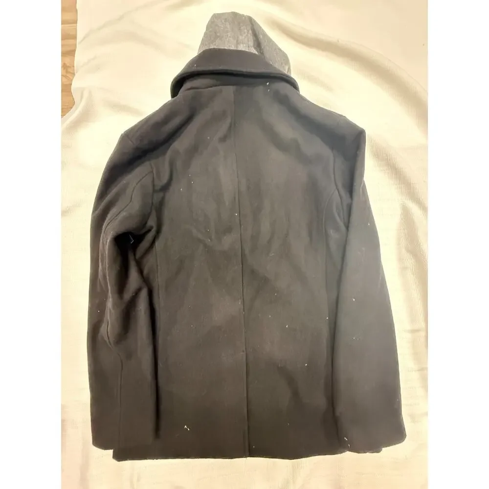 American Rag Wool Blend Hooded Peacoat Jacket Black Medium NWT Double Breasted